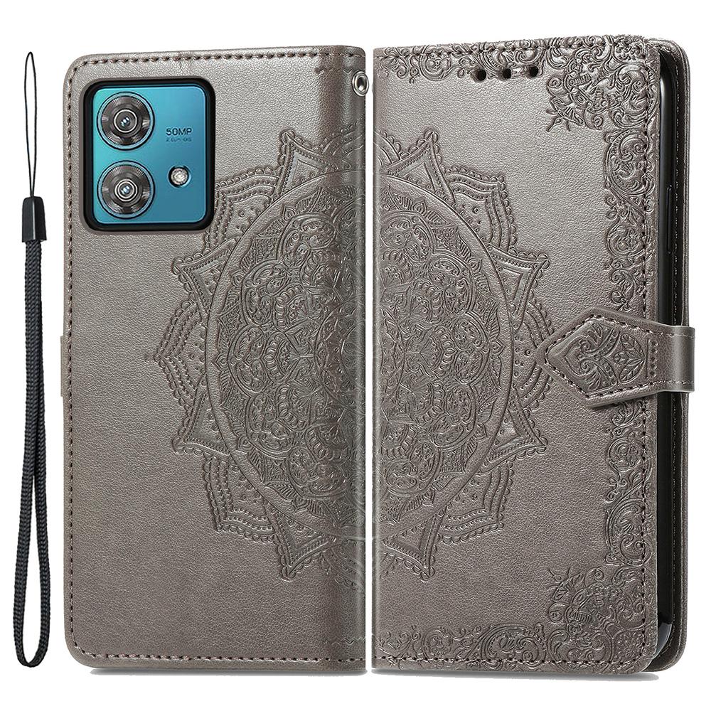 For Motorola Edge 40 Neo 5G Case Mandala Embossed PU Leather 3 Card Slots Phone Cover