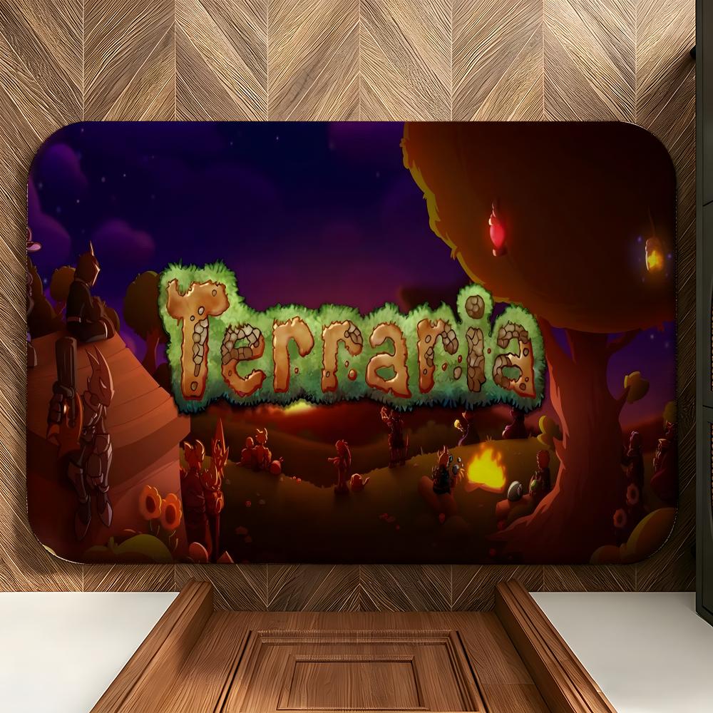 Game T-Terraria Floor Mat Soft Flannel Entrance Door Mat Non Slip Absorbent Bathroom Bedroom Floor Rug