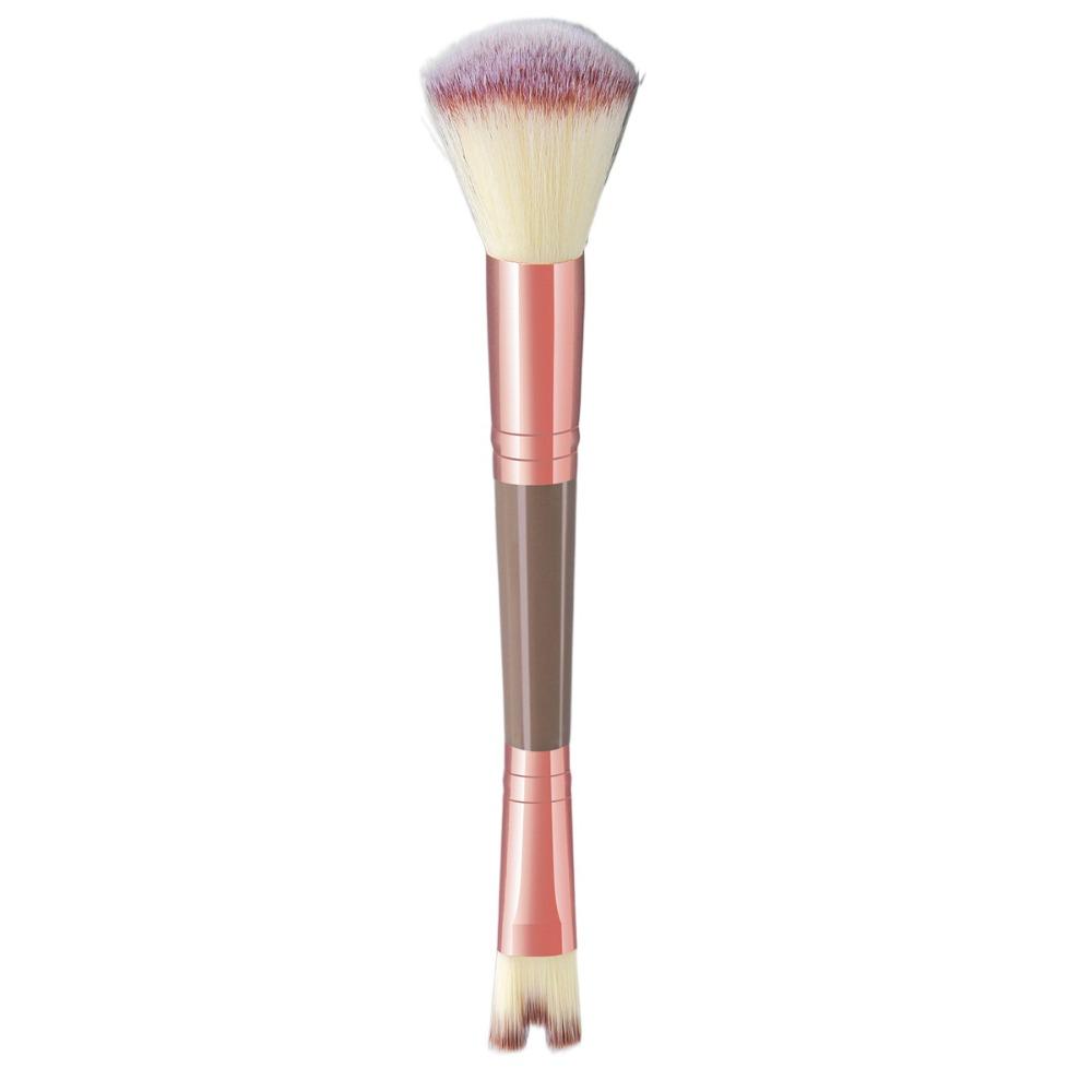 

Пензель для тіней для носа з подвійною головкою Багатофункціональний пензель для тональної основи Хайлайтер Пензель для макіяжу коричневий