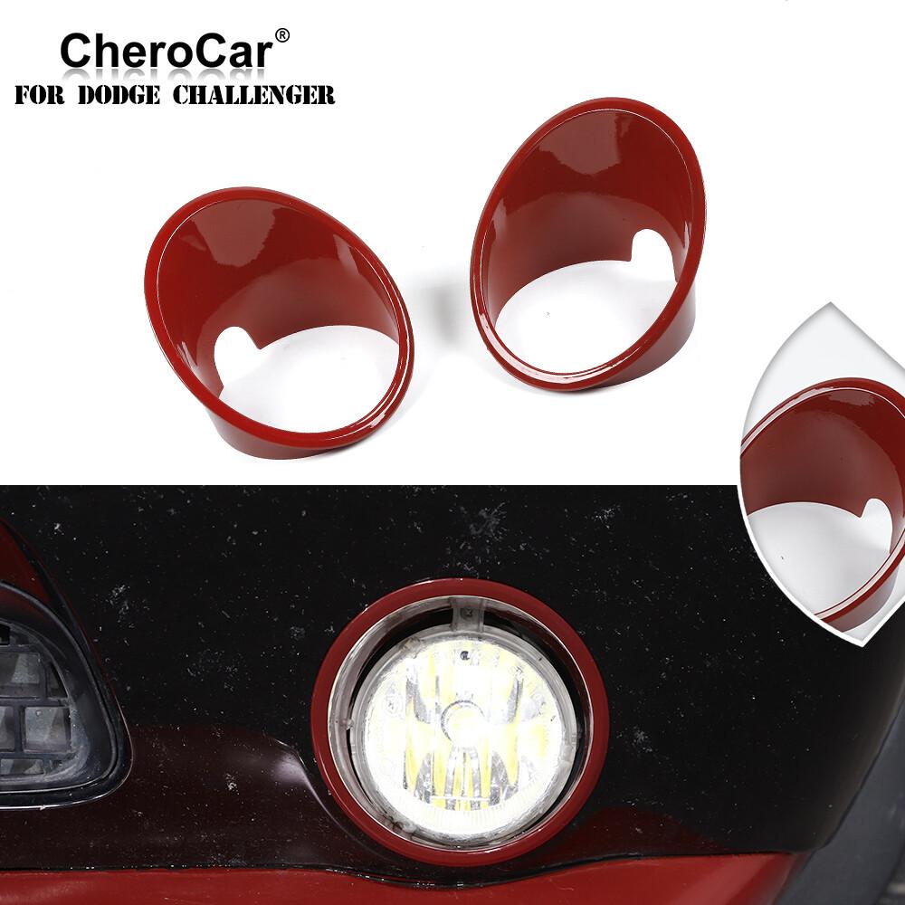 Front Fog Light Lamp Cover Trim Decor Bezels Red For 2009-2014 Dodge Challenger