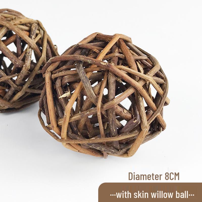 Hand-Woven Straw Chew Ball for Small Pets: Alleviates Boredom in Rabbits, Chinchillas & Guinea Pigs