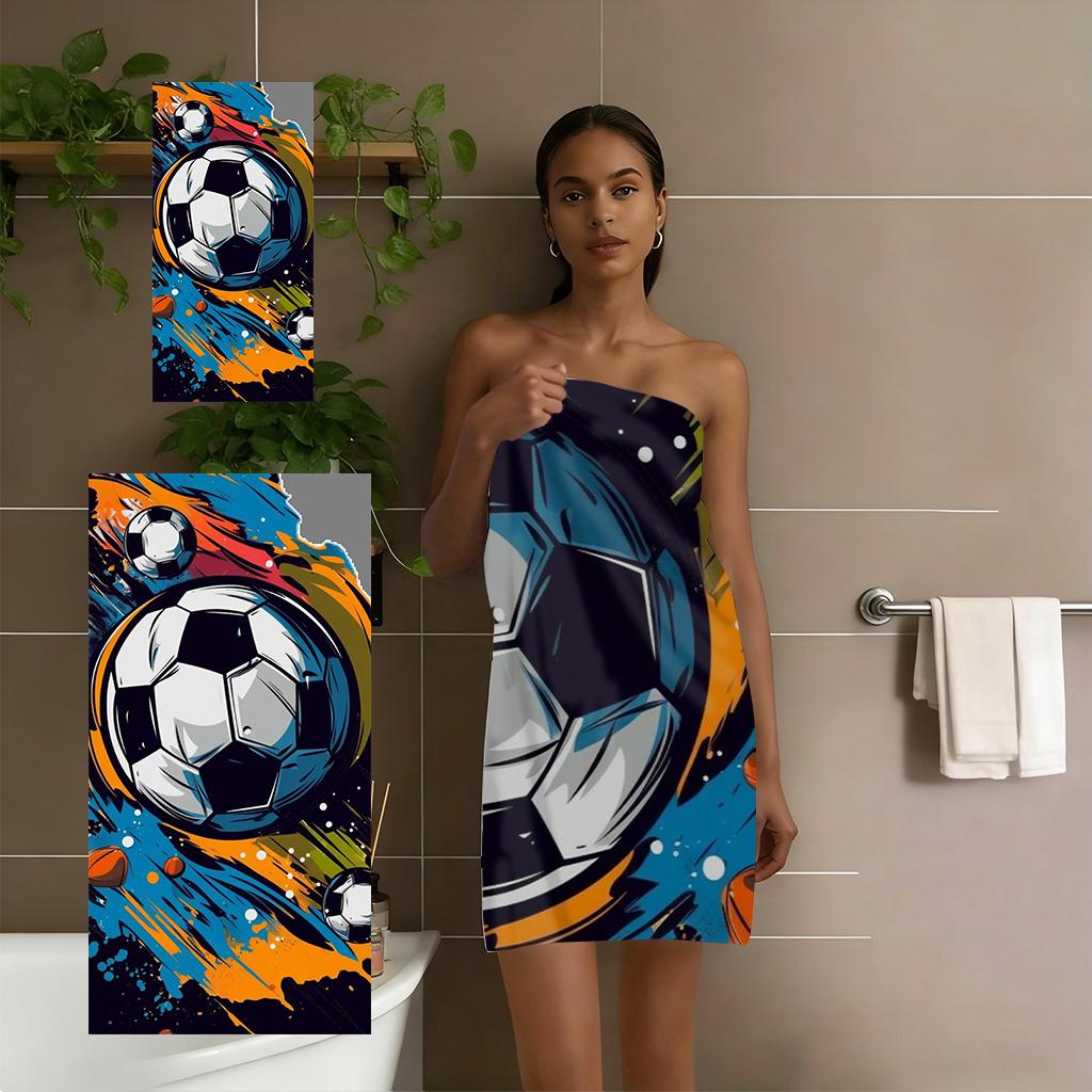 Football Beach Towel Quick Dry Microfiber Soccer Print Towel for Sports Gym Camping