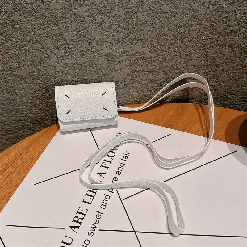 

Airpodspro Second Generation Leather 1/2 Generation Drop-Resistant Box Third Generation Silicone Soft Shell Tide Fifth Generation Earphone Sleeves AirPods4 Four-Point Leather Earphone Case [White]]