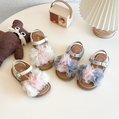 Mädchen Sandalen Rutschfeste Weiche Sohle Kinder Prinzessin Schuhe Spitze Blumen Mischfarbe 2025 Sommer Neu Kinder Strandschuhe Mode Süß