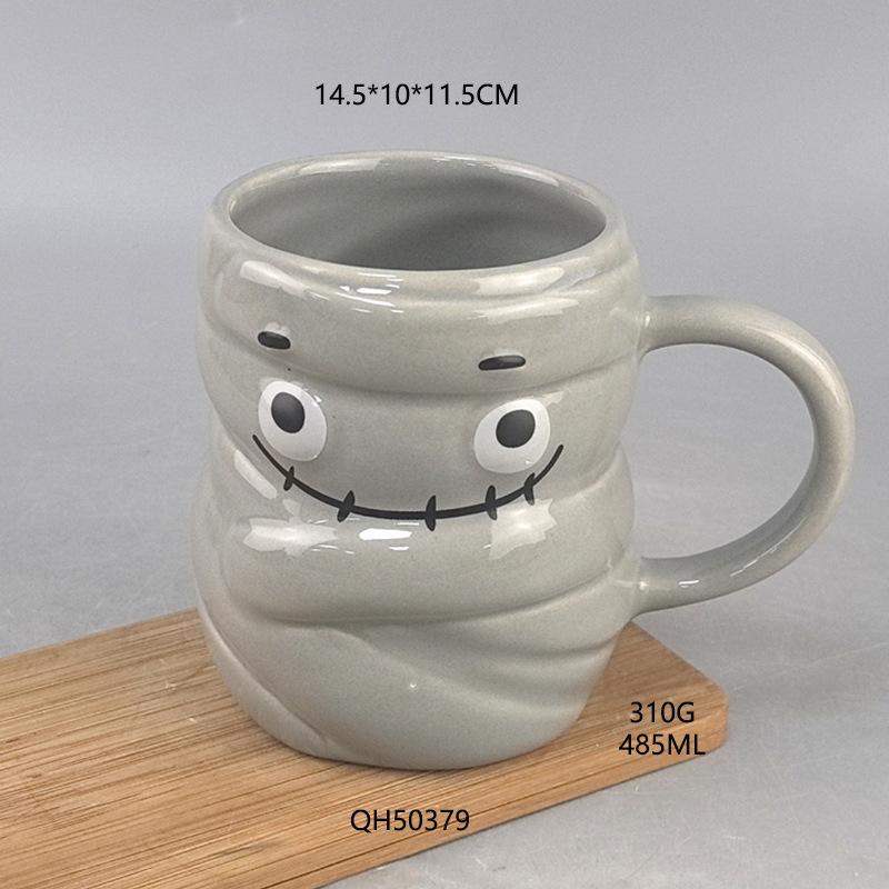 Керамическая чашка в форме мумии-призрака на Хэллоуин, керамическая кружка ручной работы, креативная ниша 401-500ml