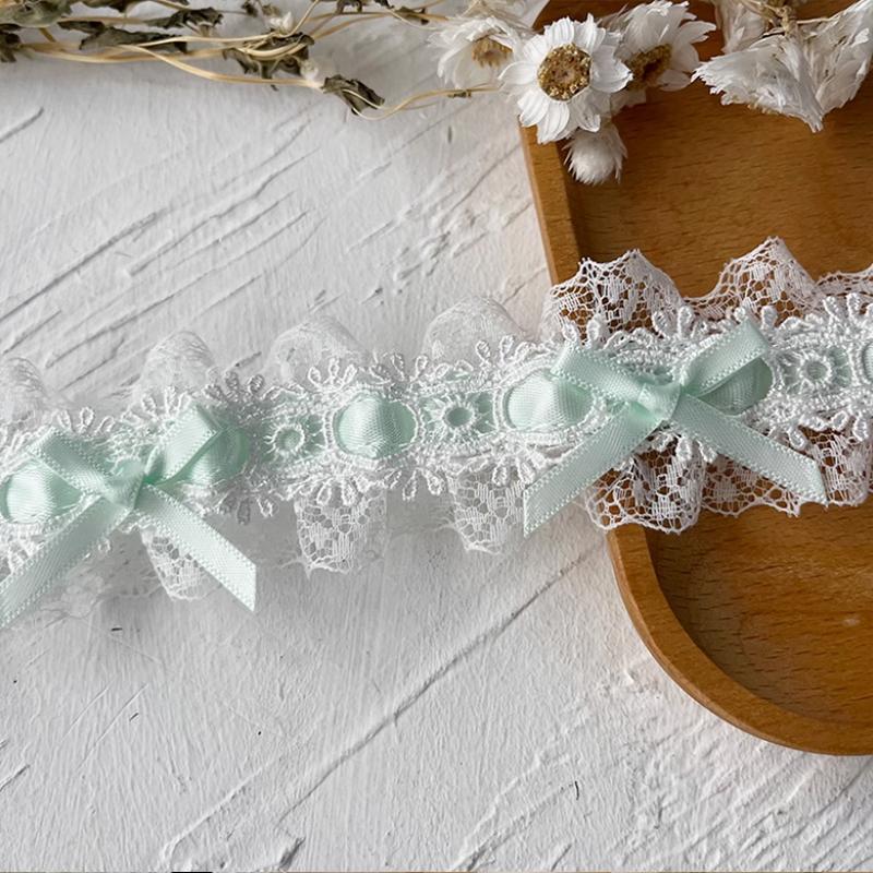 1m Bow Lace DIY Material Trim Ribbon Clothing Accessories Sewing Edges Applique Collar Neckline Edge 3.8cm Wide