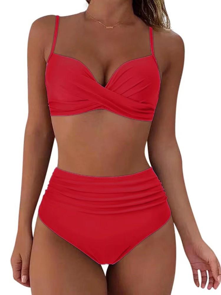 2024 High-Waisted Printed Bikini: Women's European & American Style Swimwear