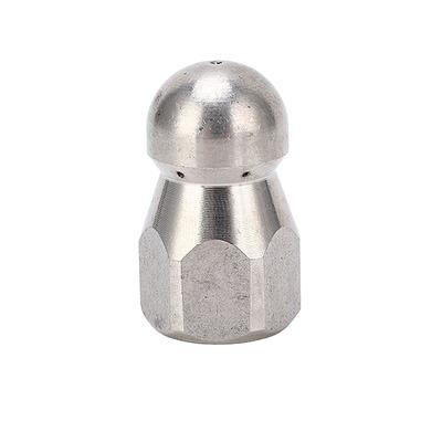5000PSI High Pressure Washer Nozzle Pipe Dredging Cleaning Nozzle Stainless Steel Jetter Nozzle Ball Head Front 1 Rear 6 Holes G1/4in