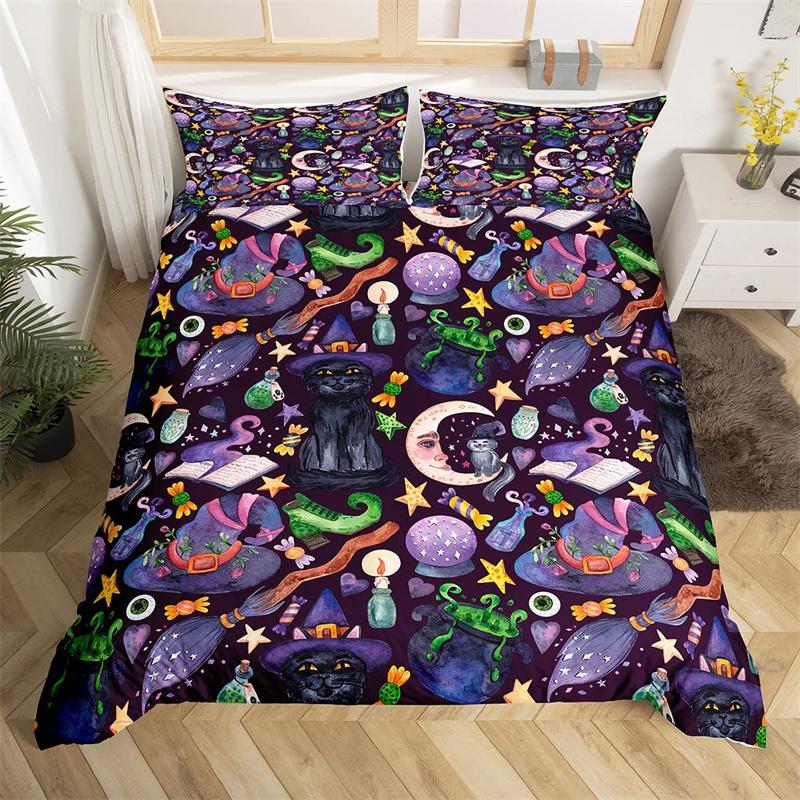 Halloween Duvet Cover Queen Boys Trick or Treat Bedding Set For Kids Teen Room Decor Microfiber Soft Sugar Skull Comforter Cover