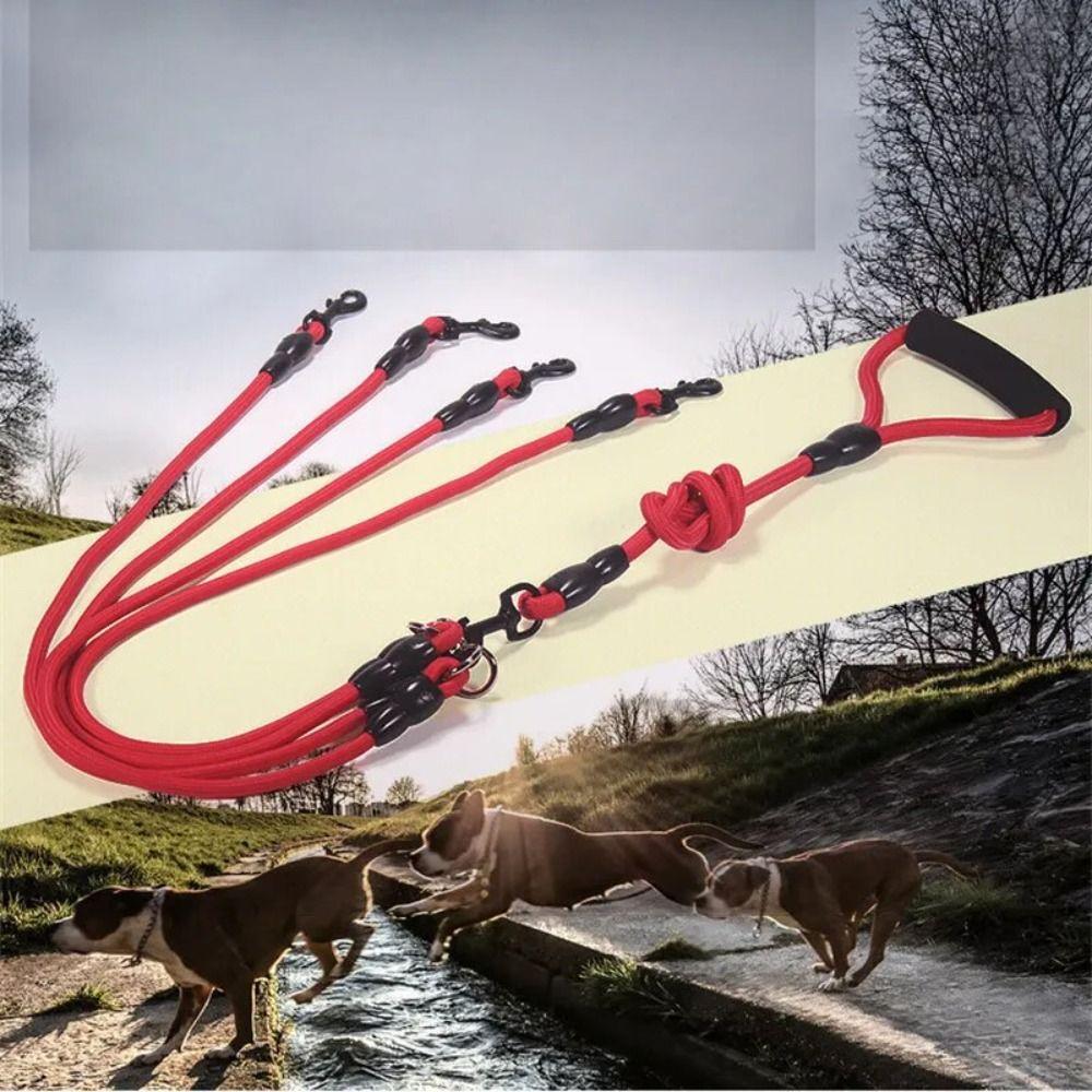 With Foam Handle 2/3/4 Way Pet Leash Nylon Detachable Two Heads Dogs Leash 120CM Adjustable Dogs Traction Rope Walking The Dogs