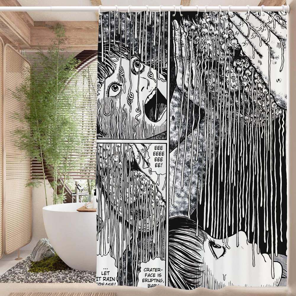 J-Junji Ito T-Tomie 1PC Printed Shower Curtain Waterproof Washable With 12 Hooks Bathroom Shower Home Use