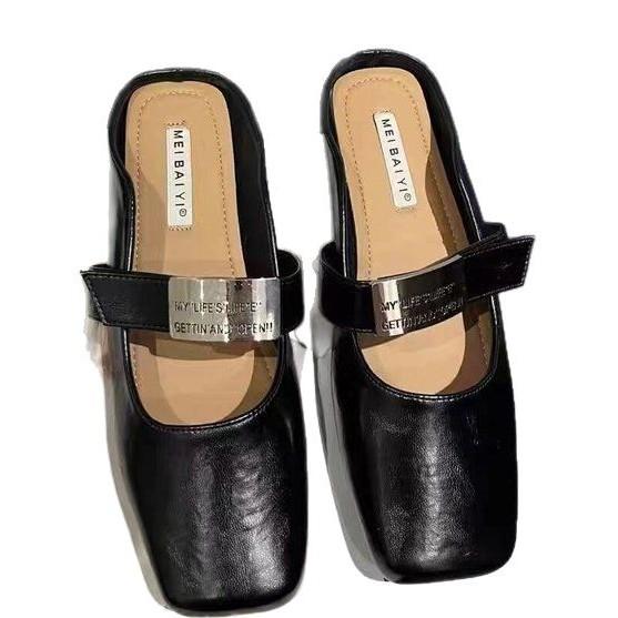 [Youshilai] Square Head Temperament Mary Jane Shoes Women's Spring 2025 New Retro Fashion Outer Wear One Pedal
