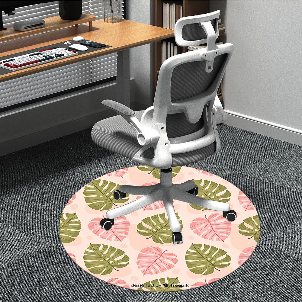 

1pc Tropical Leaves Pattern Chair Carpet for Office, Soft, Non-Slip Polyester Mat, Office, Living Room, Bedroom, Durable Polyester yy251207126 80cm by 80cm