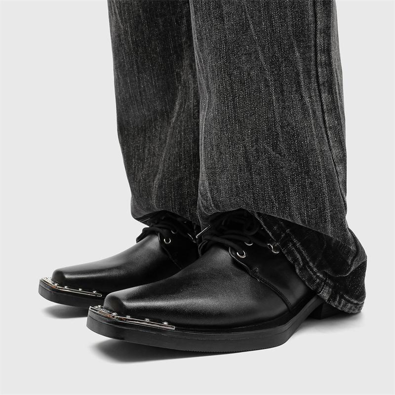 Men's Black Leather Shoes Designer Luxury Style Party or Office Party or Office 38-46 Outdoor Trendy Street Hot Selling Shoes