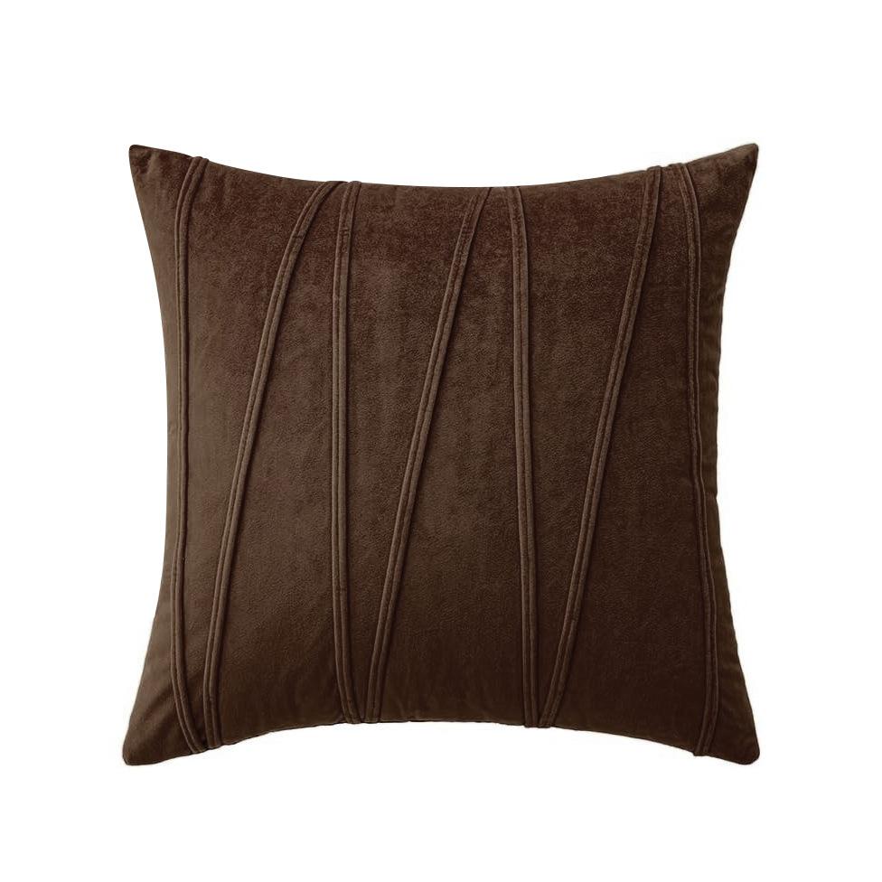 Modern Minimalist Velvet Throw Pillow Cover with Wavy Line Design, Solid Color for Sofa Couch Decorative Cushion Case 18x18 Inches Single