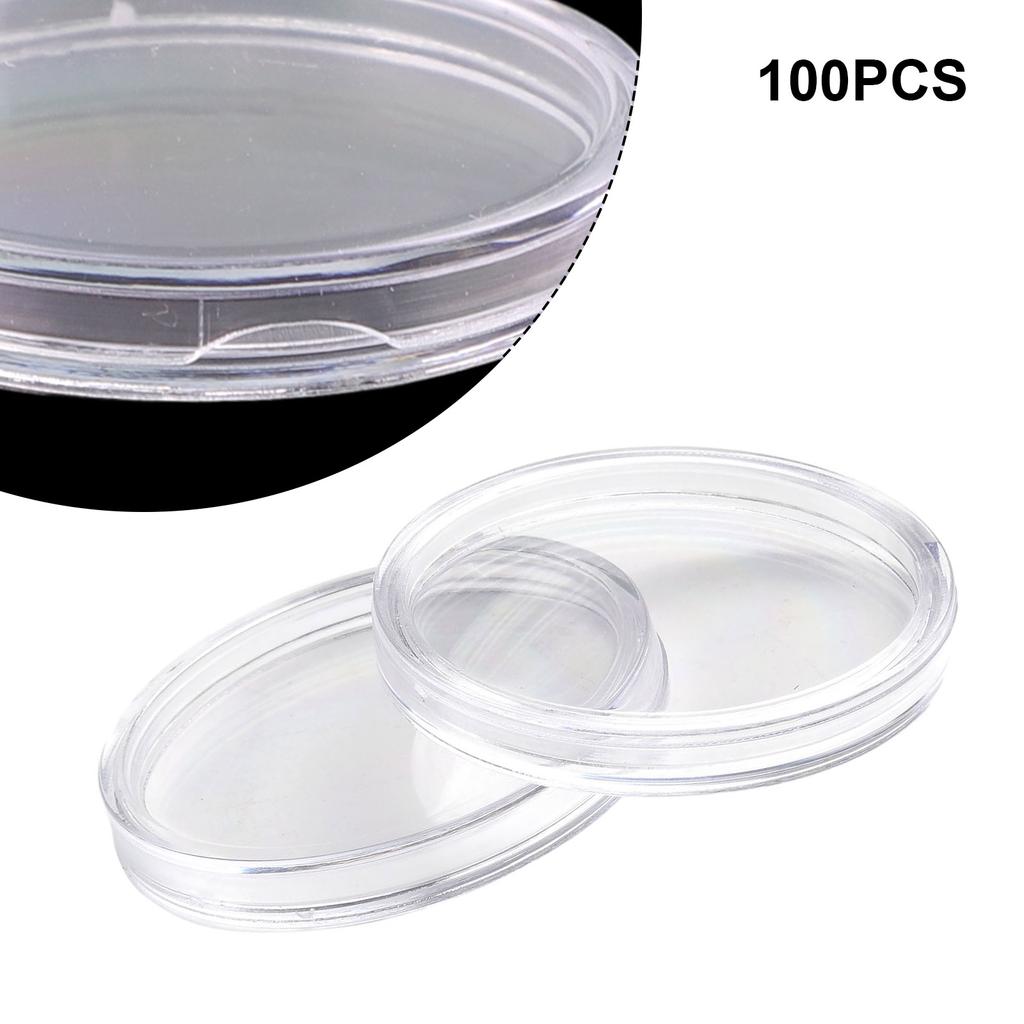 100Pcs Coin Storage Cases Clear 32mm Boxes Capsules Holder High Quality