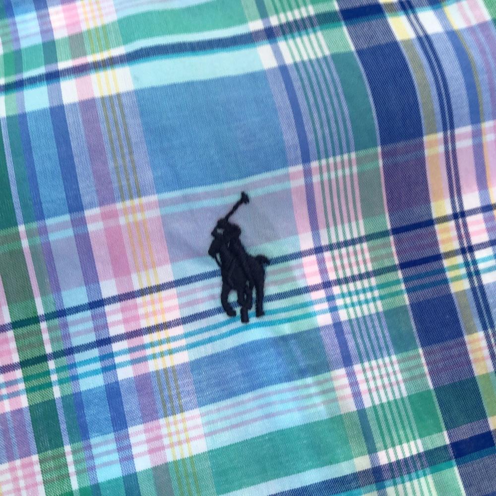 Unused RALPH LAUREN Check Short Sleeve Button Down Shirt XL(18-20) Blue Kid's Used
