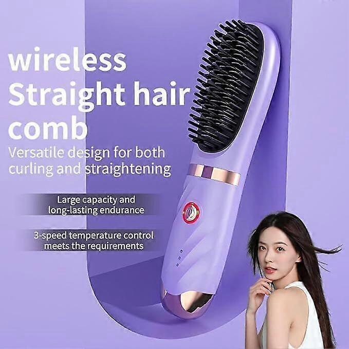 Mini Rechargeable Hair Straightener Comb Both Straightener and Curler for Effortless Hair Style