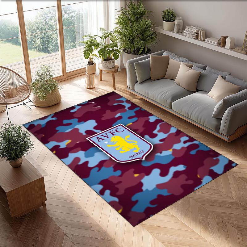 Tappeto in Velluto di Cristallo con Stampa Calcio Aston Villa, Comodo Assorbente d'Acqua Antiscivolo Tappeto per Pavimenti Interni
