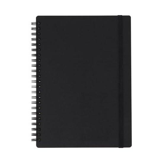Muji High-Quality Paper Double Ring NotebookRubber Closure Black A5 80 Sheets 6mm Horizontal Rule NAA39A8A
