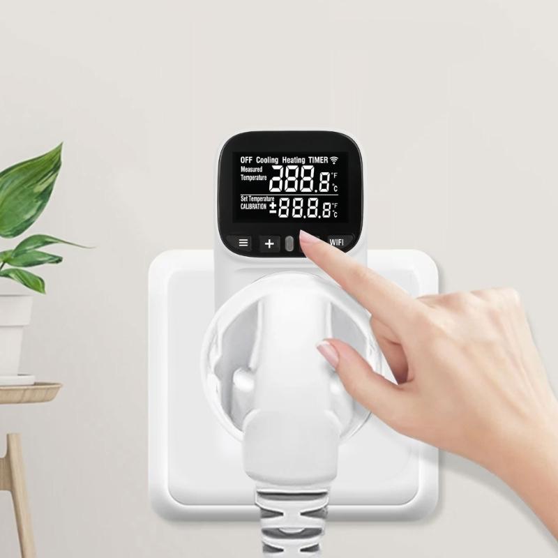 Digital Temperature Controller Outlet Socket Heating Cooling Thermostat With Timer Switches for Refrigerator Aquaculture