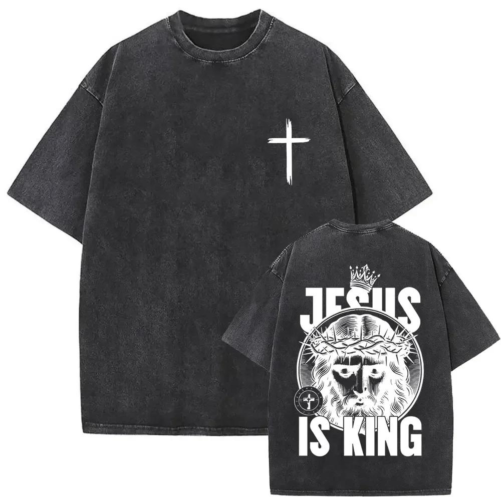 Christian Religious Jesus Forgive Them Father Vintage Washed T Shirt Men Women Gothic Rock Oversized T-shirts Male