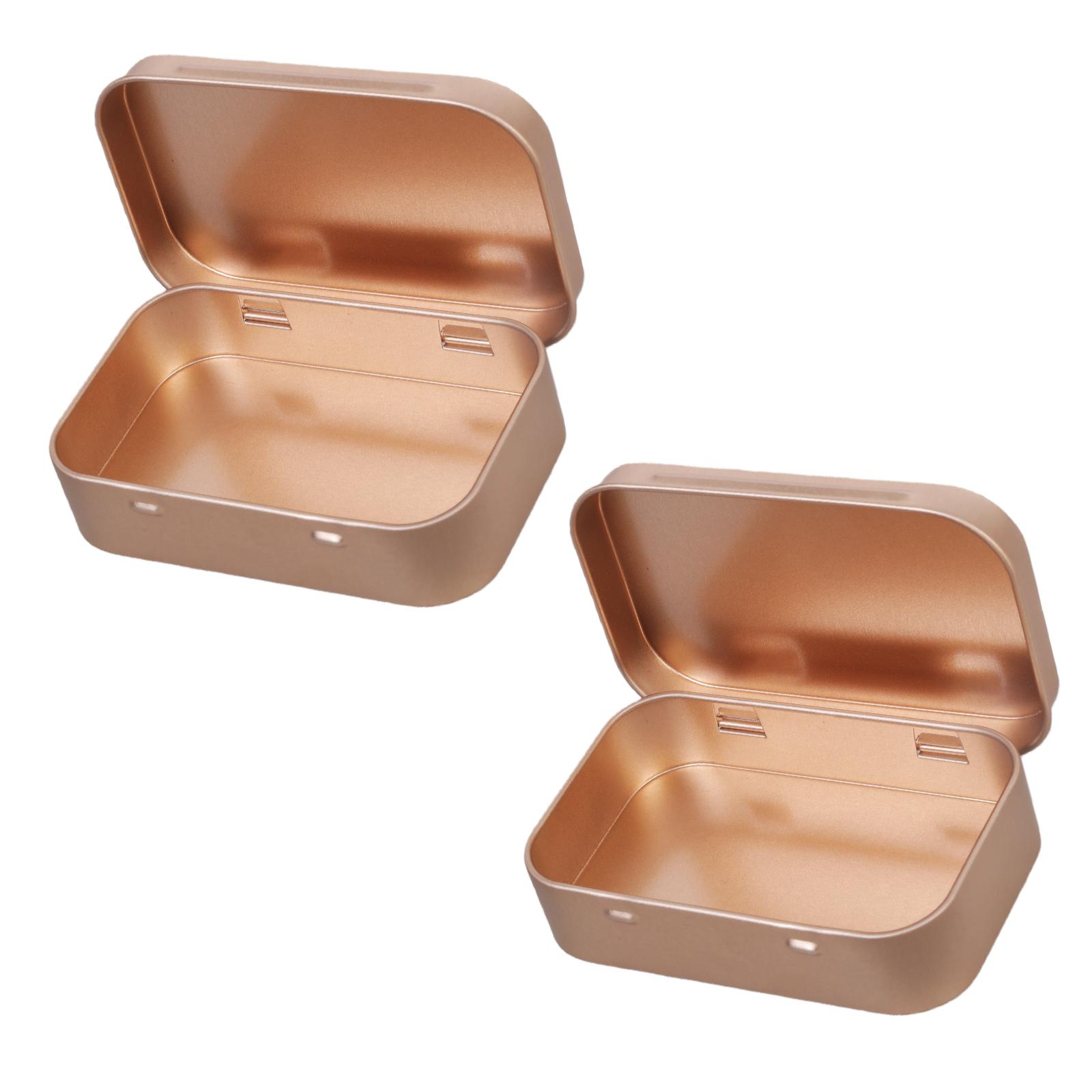 

Flips Top Storage Tin Boxes Sturdy Iron Organizers Containers for Home Office 2 Pieces Set золотой