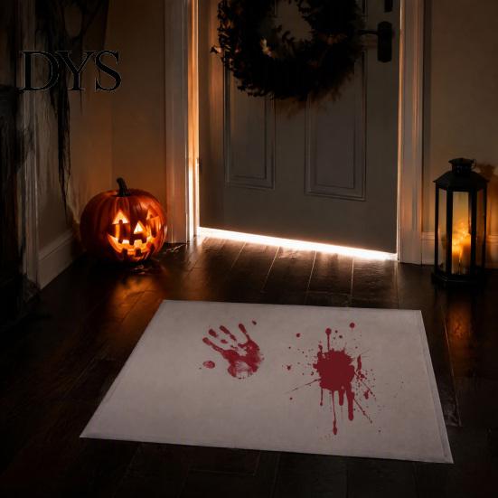 Wasseraktivierbarer Spuk-Teppich Halloween Gruseliger Badezimmerteppich, Farbwechselndes Blutrotes Fußabdruck Kreative Scherzgeschenke für Freunde Rutschfeste Gruselige Badematte