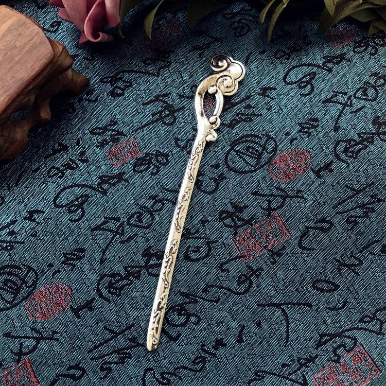 Retro ethnic style Miao silver hairpin antique bookmark female flower hairpin simple classical versatile disc hair hairpin hair accessories