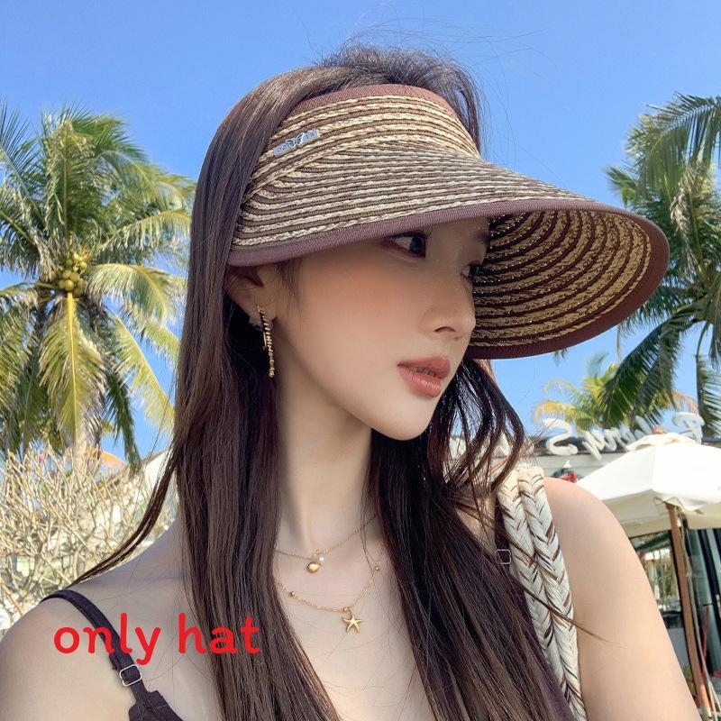 Straw Beach Hat With Wide Brim For Summer Sun Protection And Outdoor Casual Wear