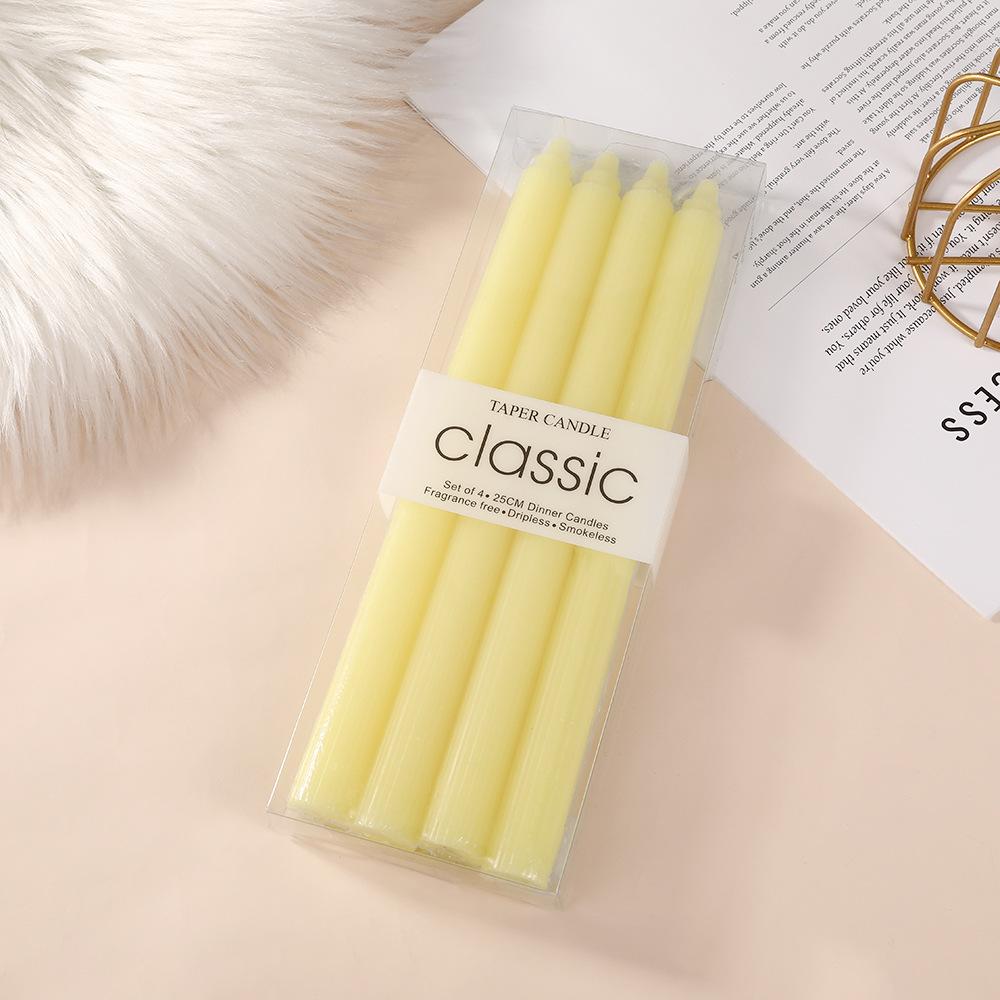 25cm Europäischer Macaron Vertikales Muster Langer Stab Kerze Kreatives Kerzenlicht Abendessen Westliches Restaurant Bunte Hochzeitsstab Wachs