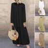 European and American Solid Color Lapel Long Sleeve Simple Loose Casual Long Shirt Dress Cardigan Casual Dresses