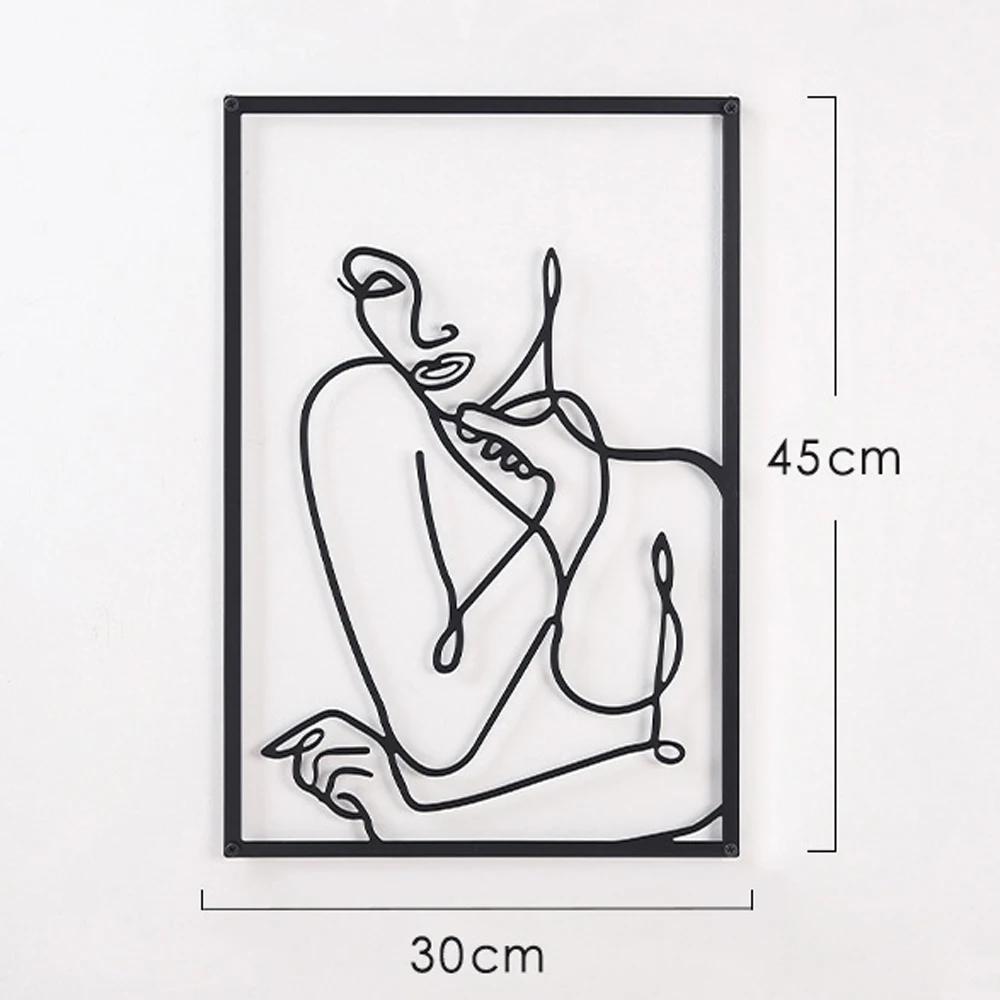 Modern Simple Abstract Female Line Decoration Background Wall Living Room Wall Decoration Hanging Painting Metal Material