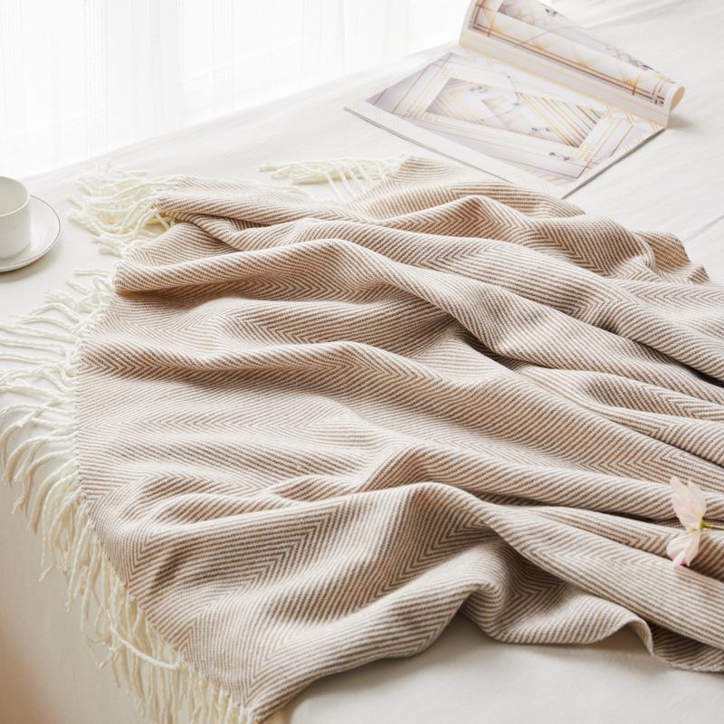 200x150cm Home Super Soft Blankets Stitch Woven Jacquard Wave Pattern Herringbone Fringe Sofa Throw Blanket Acrylic Wool Blanket