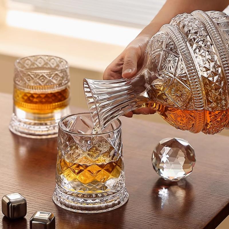 255 ML Whiskey Glass Transparent Wine Glass Household Heat-resistant Rotatable Beer Cup Party Drinkware Foreign wine cup