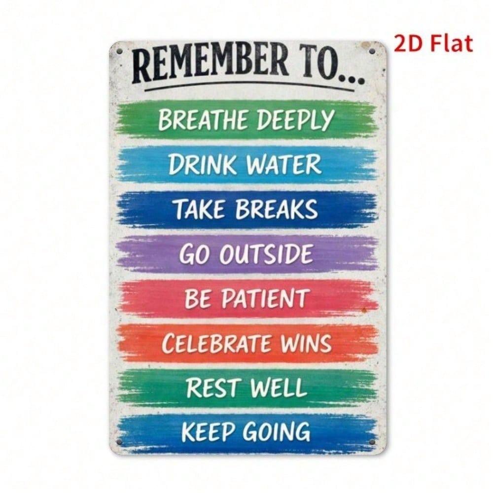 Vintage Relax Metal Sign Mindfulness Wall Art Calming Plaque Home Bedroom Decor