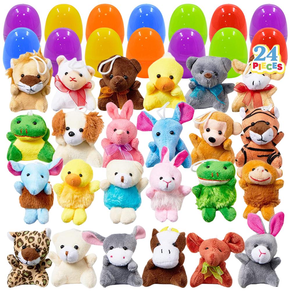 12/24/36Pcs Prefilled Easter Eggs with Stuffed Dolls Creative Prefilled Eggs Filled Surprise Eggs for Boys Girls Easter Gifts