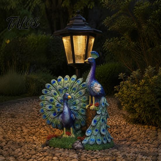 Decorazione Solare da Esterno Pavone, Statua da Giardino con Lanterna Resistente alle Intemperie per Patio Prato Sentiero Decorazione Paesaggistica, Regali Festa della Mamma