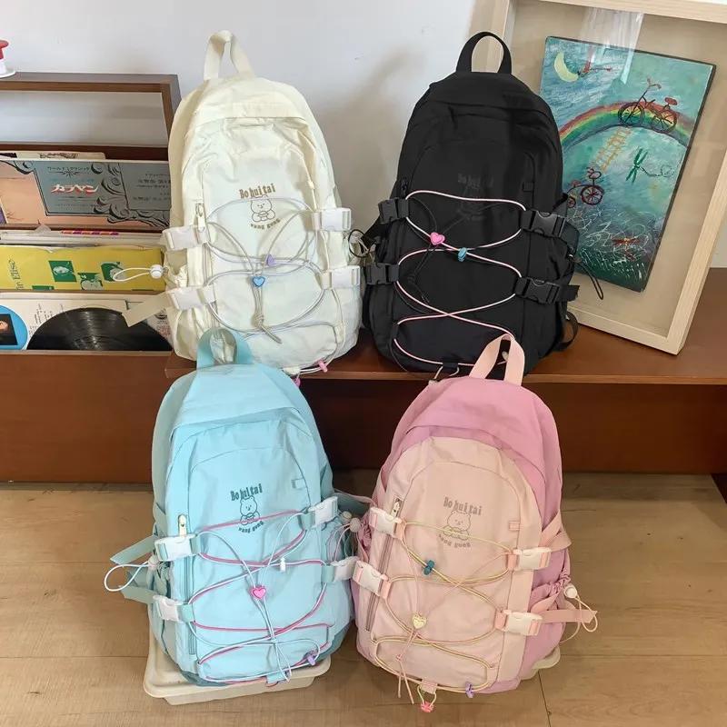 High Quality Solid Nylon Backpack with Soft Shoulder Strap Large Capacity Casual Style Backpack with Air Cushion Strap Simple College Style Bag