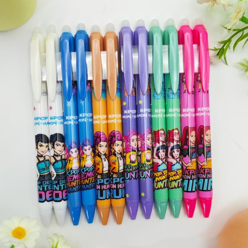 12 Adet Sevimli Kpop İblis Avcıları Silinebilir Jel Kalem Mürekkebi Hızlı Kuruyan Sevimli Nötr Kalem Öğrenci Çocuk Okul Yazı Kırtasiye Malzemeleri