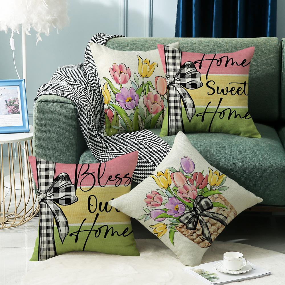 Spring Letter Flower Plant Digital Printing New Home Atmosphere Bedroom Living Room Office Cushions