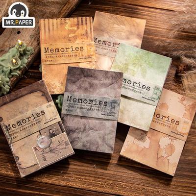 Mr. Paper 6 Style 60pcs/book Vintage Texture Message Beautiful Flowers Hand Account Material Decoration Card Stock MYY