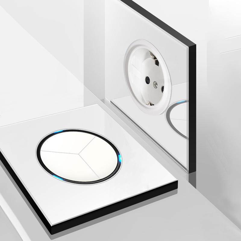 2025 LED Home Use Glass Panel Wall Light Switches Electric 220V Wall and Socket Durable Product
