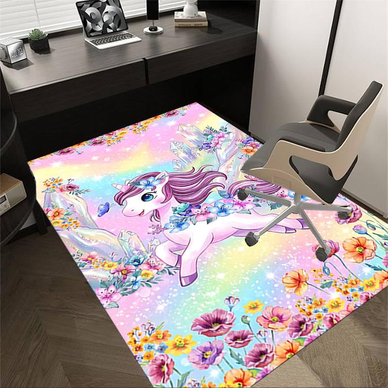 

1PC Unicorn Flowers Non-Slip Floor carpet, Office, family, bedroom, Studio - Large Area Rug, Vibrant Colors-C0456 60cm by 90cm