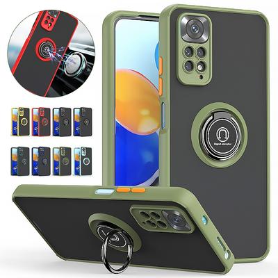 Stoßfeste PC Matte Armor Hülle für Xiaomi Redmi Note 11 11S 11E 11Pro 4G 5G Auto Magnetischer Ringhalter Abdeckung für Redmi Note11 Pro