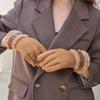 Plush Cuff Metal Buckle Suede Gloves Solid Color Thickened Warm Gloves Women's Stylish Versatile Cold-proof Gloves