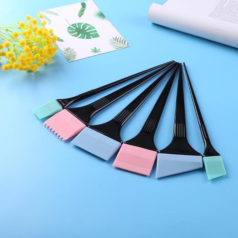 6Pcs Random Color Silicone Hair Dyeing Brush Spatula Brush Mixing Stirrer Kit For Hair Pro Salon Hairderssing Styling Tools