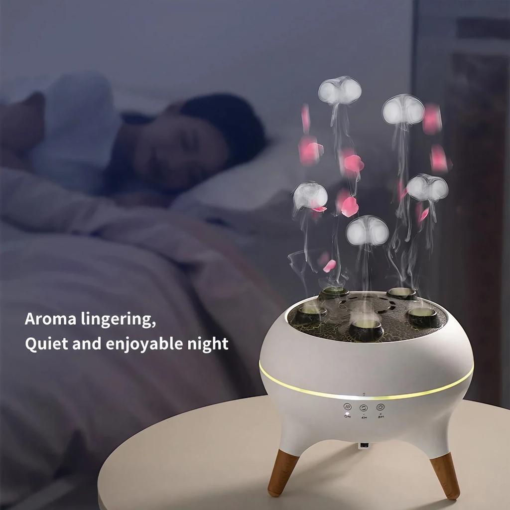 Dynamic Jellyfish Cool Mist Humidifier 7 Color Lights Aromatherapy Diffuser 28dB Quiet Automatic Shutoff for Bedroom