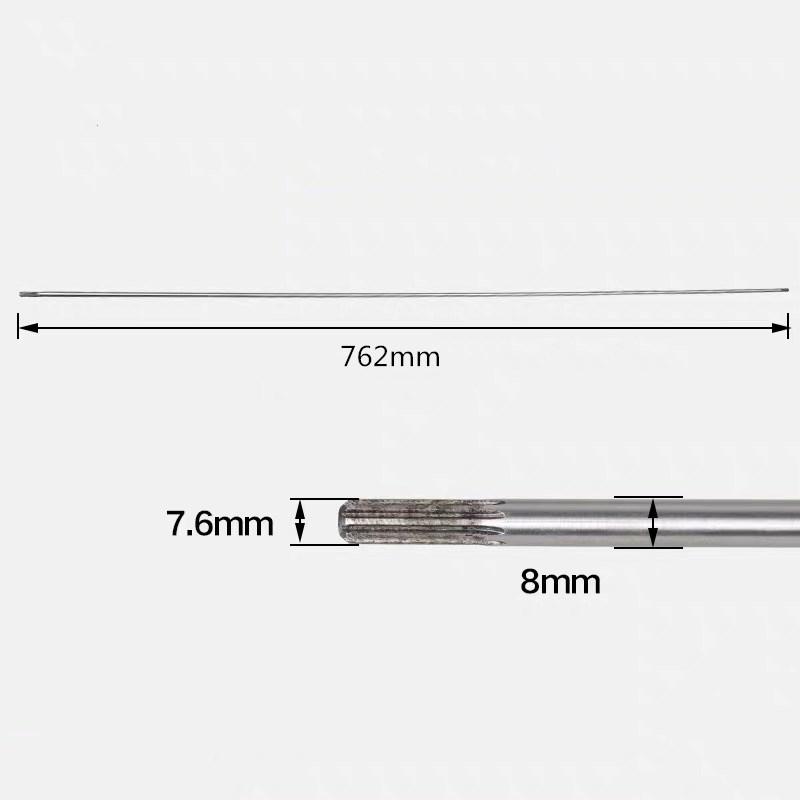 Naujas 2 vnt./1 vnt. Vienas galas sriegiuotas, vienas galas 9 dantys, 8 mm storio pavaros velenas 26 mm vamzdžiui, žoliapjovei, krūmapjovei, 762 mm ilgio