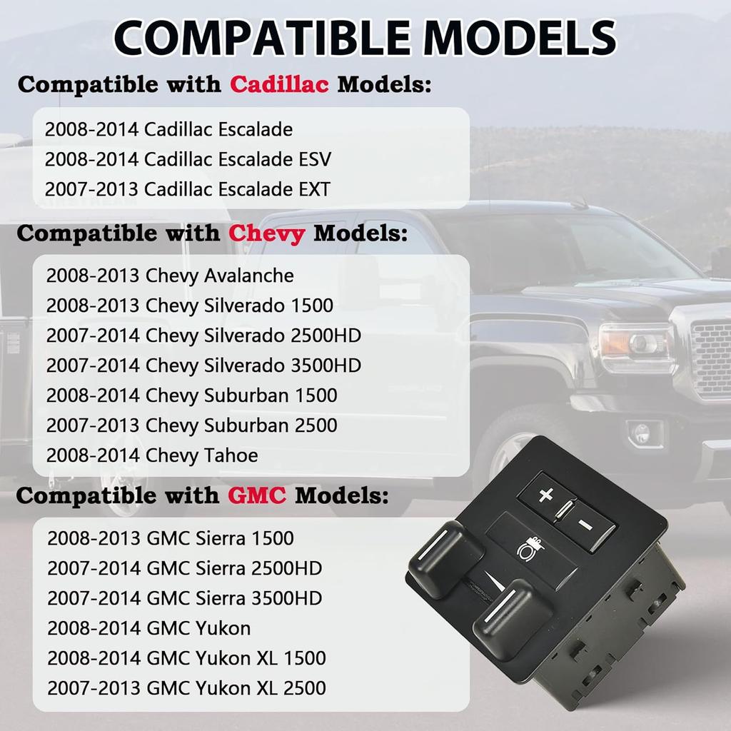 Trailer Brake Control Switch Compatible With 2007-2014 Cadillac Escalade Chevy Avalanche Silverado 1500 2500 3500 Suburban Tahoe GMC Sierra Yukon XL